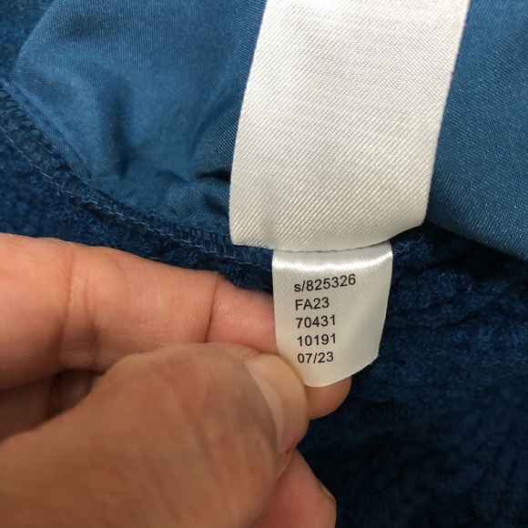 Ann Taylor Wool Blend Mixed Media Breasted Buttoned Blue Cable Cardigan LP - Picture 11 of 16